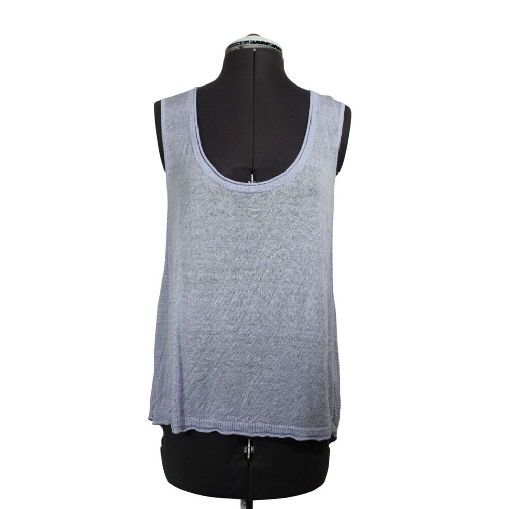 Victoria's Secret women's flax blend sheer sleeveless curved hem summer top L